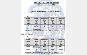 Stage VACANCES/FOOT du 19 au 23 Octobre 2015 !