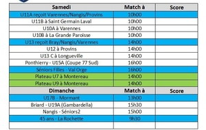 Matchs du week-end (10 et 11/10)